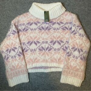 Wild Fable Christmas Snow Bunny Sweater in Pink and Purple Pattern XL Snowflake